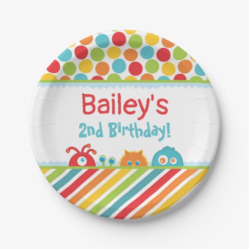 Cute Monster Birthday Party Paper Plates