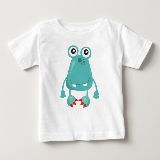 Cute Monster, Blue Monster, Funny Monster, Silly Baby T-Shirt (Front)