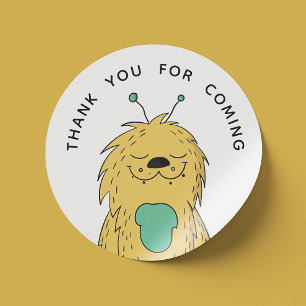 Cute monster. Boy birthday thank you for coming Classic Round Sticker