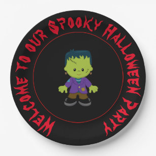 Cute Monster Boy Halloween Costume Party Paper Plates
