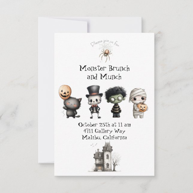 Cute Monster Brunch & Munch Party Invitation (Front)