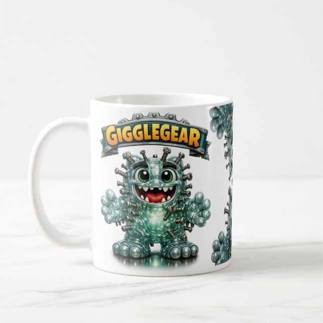 Cute Monster called "Giggle Gear" Coffee Mug (Left)