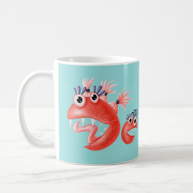 Cute Monster Crazy Funny Kids Coffee Mug (Left)