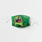 Cute Monster Custom Text | Green Kids' Cloth Face Mask (Front, Unfolded)