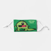 Cute Monster Custom Text | Green Kids' Cloth Face Mask (Front, Folded)