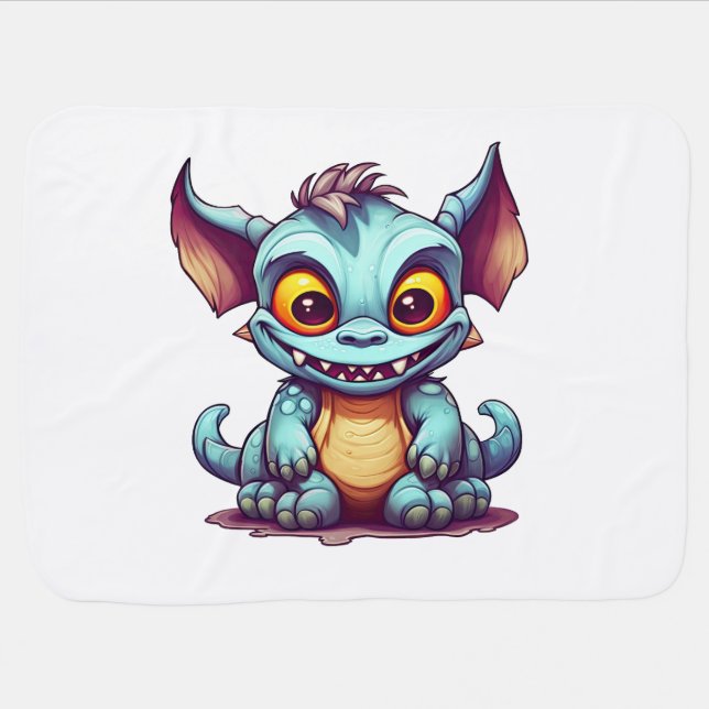 Cute Monster Dragon Little Tom Baby Blanket (Horizontal)