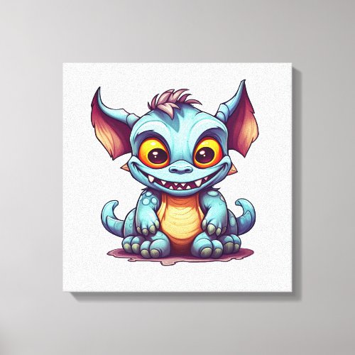 Cute Monster Dragon Little Tom Throw Pillow Canvas Print