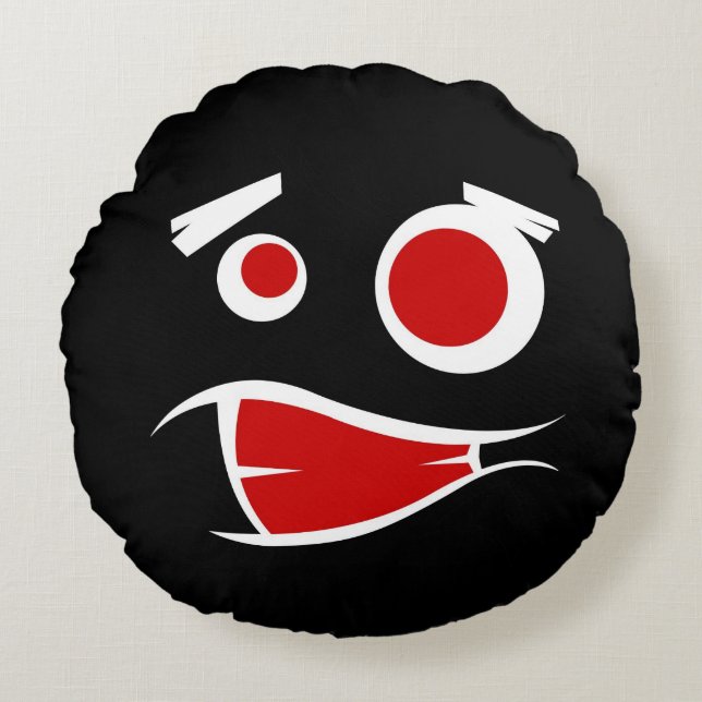 Cute monster face patterns license plate frame round pillow (Front)