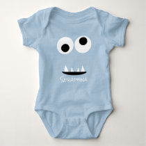 Cute Monster Face Silly Personalized Baby Green Baby Bodysuit