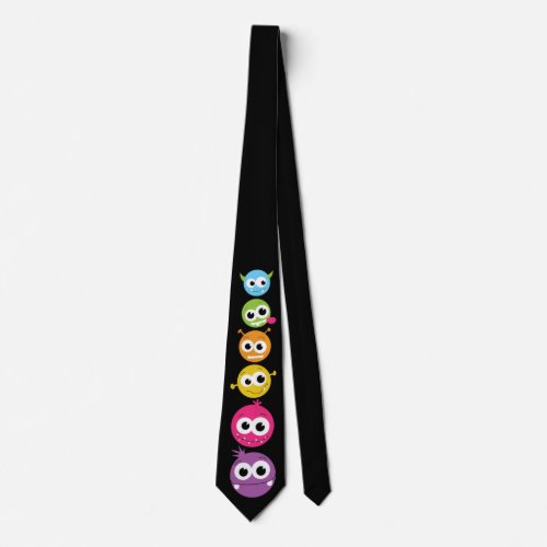 Cute Monster Faces  Halloween Tie