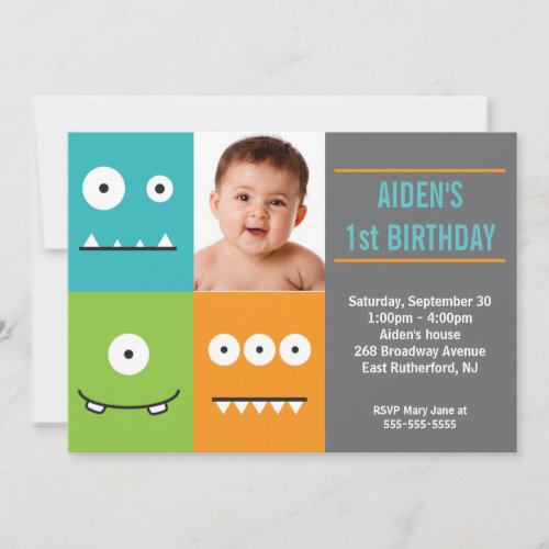 Cute Monster Faces Invitation