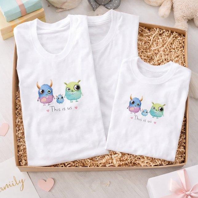 Cute Monster Family Design T-Shirt (Creator Uploaded)