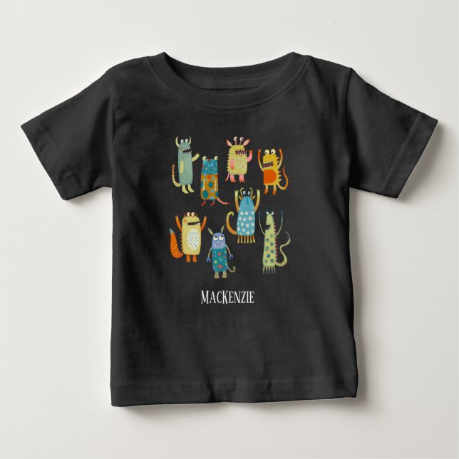 Cute Monster Family Personalized Baby T-Shirt (Front)