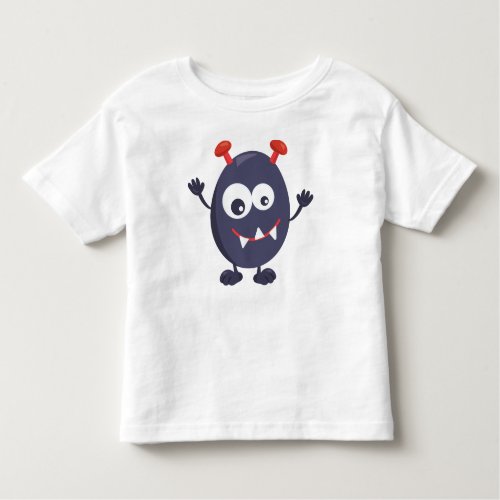 Cute Monster Funny Monster Blue Monster Horns Toddler T_shirt