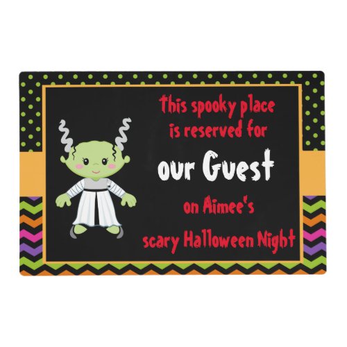 Cute Monster Girl Halloween Party Placemat