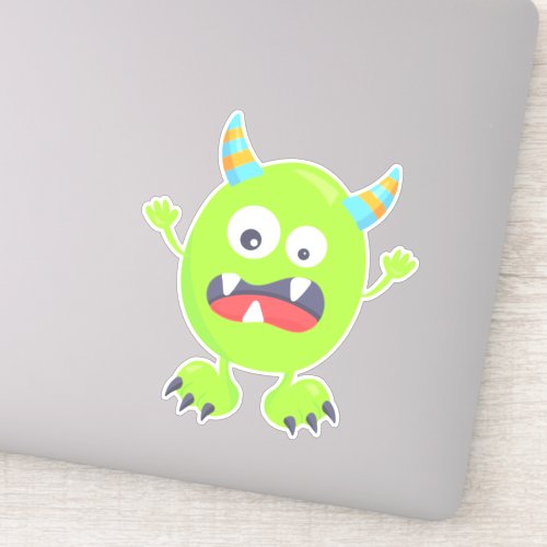 Cute Monster Green Monster Funny Monster Horns Sticker