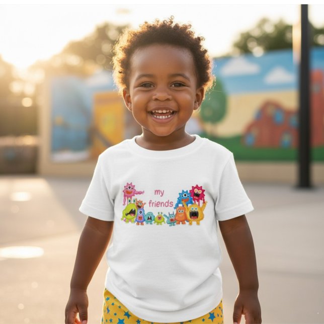 Cute Monster Group 'Me and My Friends' Baby T-Shirt (Creator Uploaded)