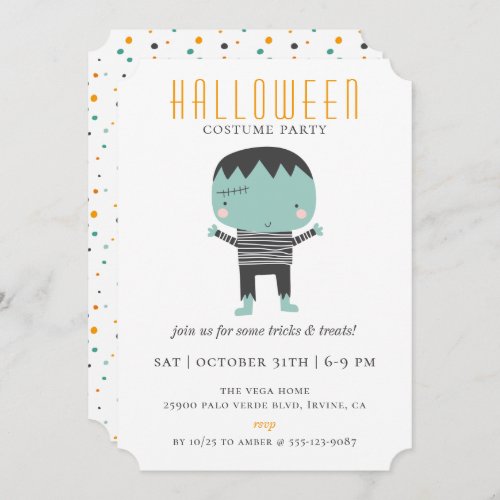 Cute Monster Halloween Costume Party Invitation