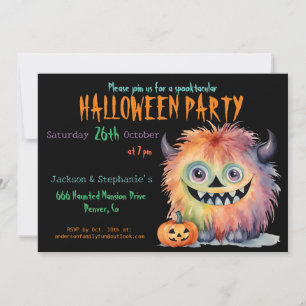 Cute Monster Halloween Party Invitation