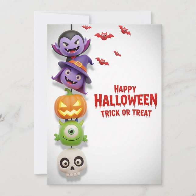 Cute Monster & Halloween Party Invitation (Front)