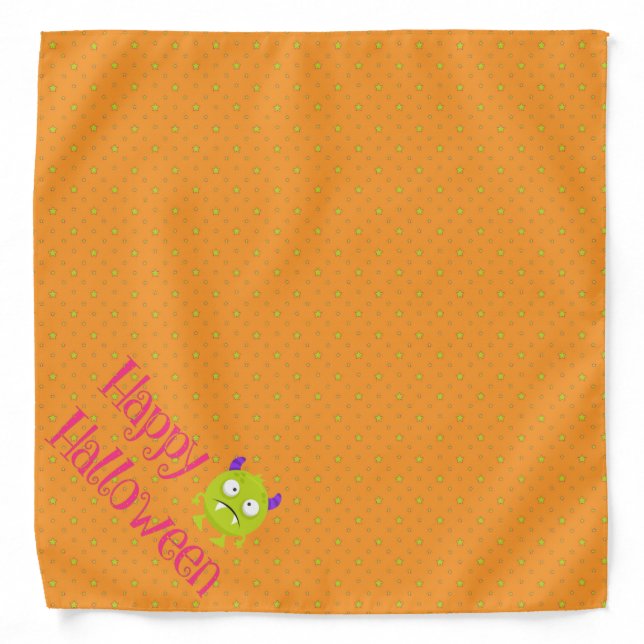 Cute Monster Happy Halloween Dog Bandana (Front)
