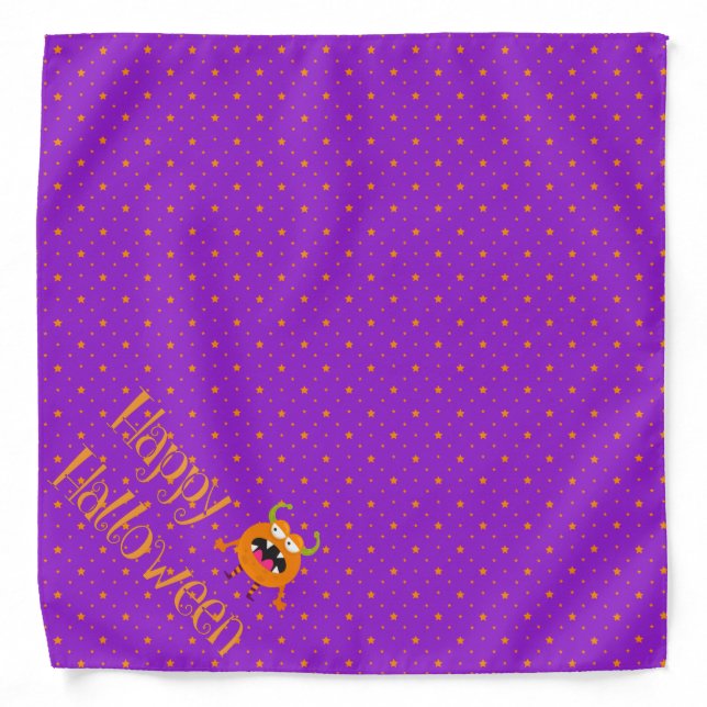 Cute Monster Happy Halloween Dog Bandana (Front)