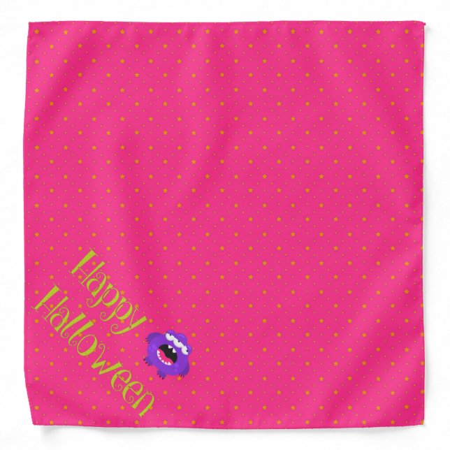 Cute Monster Happy Halloween Dog Bandana (Front)