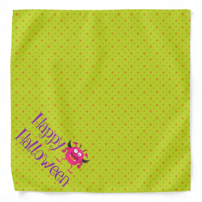 Cute Monster Happy Halloween Dog Bandana (Front)