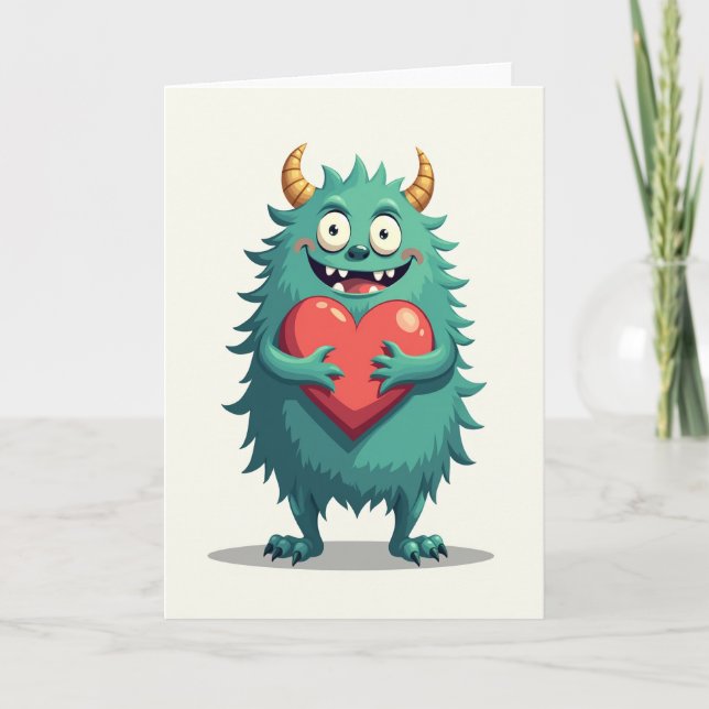Cute Monster Heart Love Card (Front)