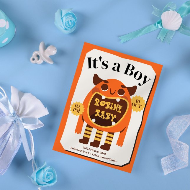 Cute Monster ‘It’s a Boy’ Baby Shower Invitation (Creator Uploaded)
