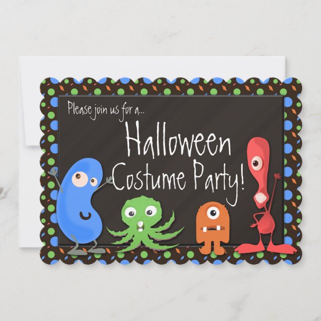 Cute Monster Kids Halloween Costume Party Invitation (Front)