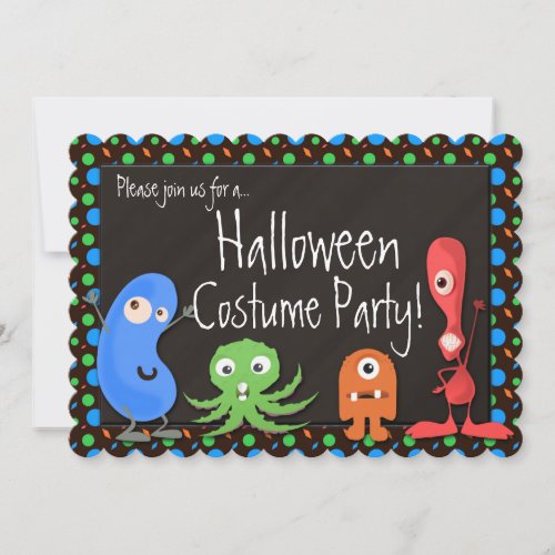 Cute Monster Kids Halloween Costume Party Invitation