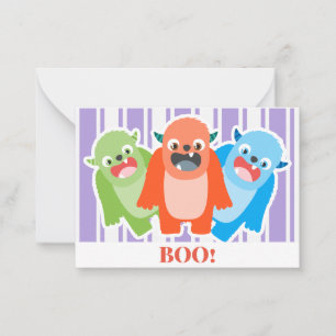 Cute Monster Kids Halloween Note Card