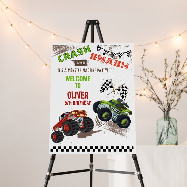 Cute Monster Machine Car Truck Kid Birthday Party  Foam Board (In Situ (Stand))