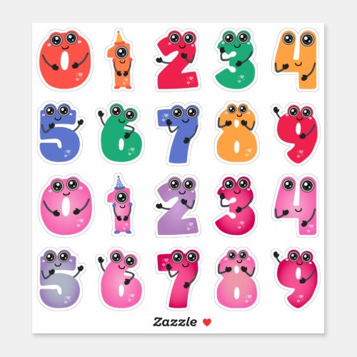 Cute Monster Numbers Sticker