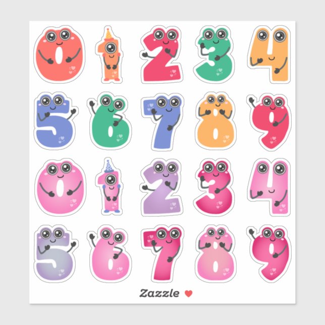 Cute Monster Numbers Sticker (Sheet)