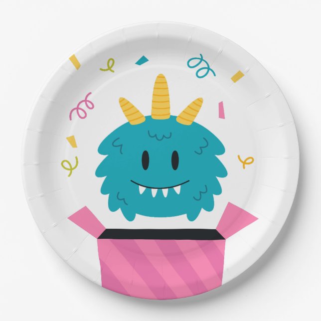 Cute monster paper plates (Front)