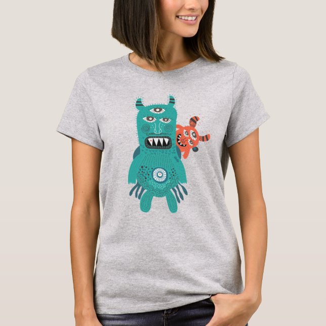 Cute Monster Parent and Child T-Shirt (Front)