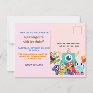 CUTE MONSTER PARTY KIDS BIRTHDAY Postcard