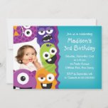 Cute Monster Photo Birthday Party Invitations at Zazzle