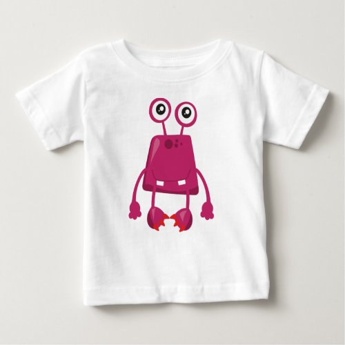 Cute Monster Pink Monster Funny Monster Silly Baby T_Shirt