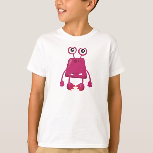 Cute Monster Pink Monster Funny Monster Silly T_Shirt