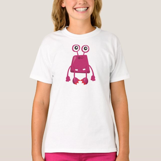 Cute Monster, Pink Monster, Funny Monster, Silly T-Shirt (Front)