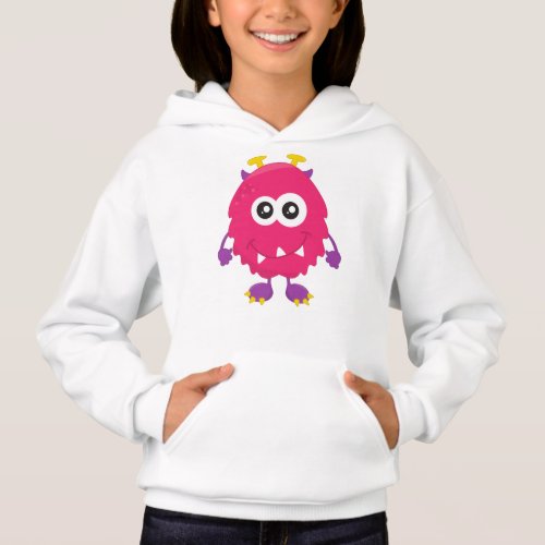 Cute Monster Pink Monster Horns Funny Monster Hoodie