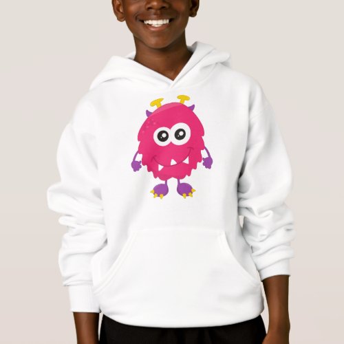 Cute Monster Pink Monster Horns Funny Monster Hoodie