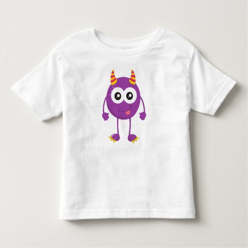 Cute Monster Purple Monster Funny Monster Horns Toddler T_shirt