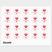 Cute Monster Red and Pink Hearts Valentine's Day Square Sticker (Sheet)