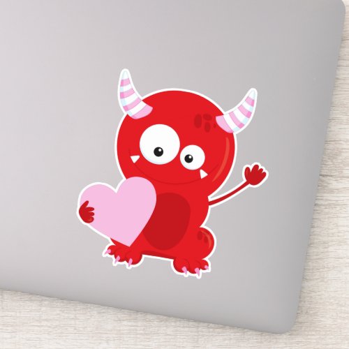 Cute Monster Red Monster Funny Monster Hearts Sticker
