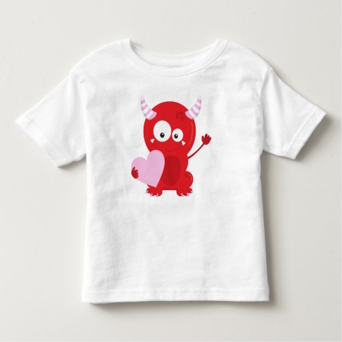 Cute Monster Red Monster Funny Monster Hearts Toddler T_shirt