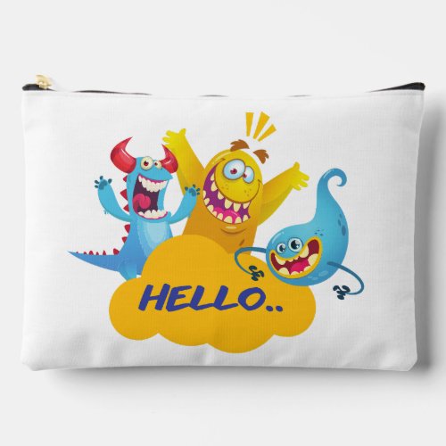 cute monster say hello accessory pouch